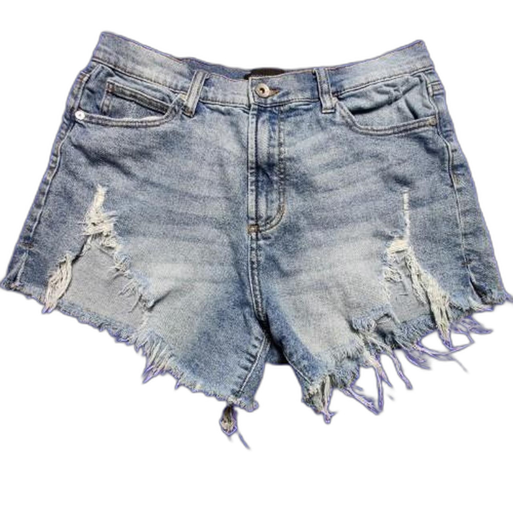 Kendall + Kylie Icon Shorts Women’s 11/30 Distressed Raw Hem Light Wash